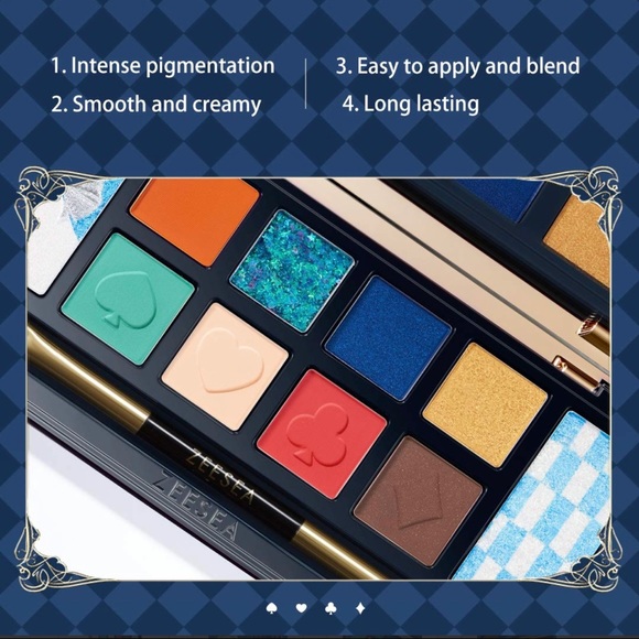 ZEESEA ALICE IN WONDERLAND CHESHIRE CAT BLUE SHADOW PALETTE DIAMOND GLITTER NIB - Picture 11 of 16